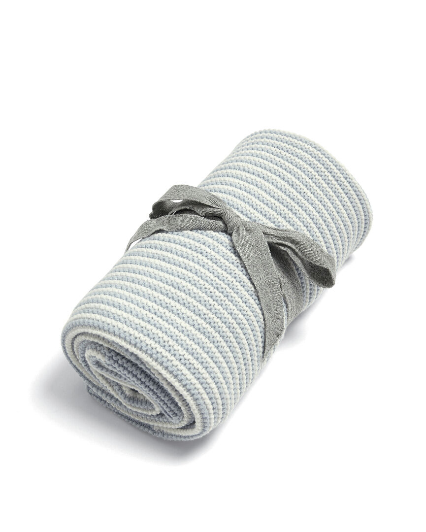 بطانية منسوجة - أرزرق وأبيض