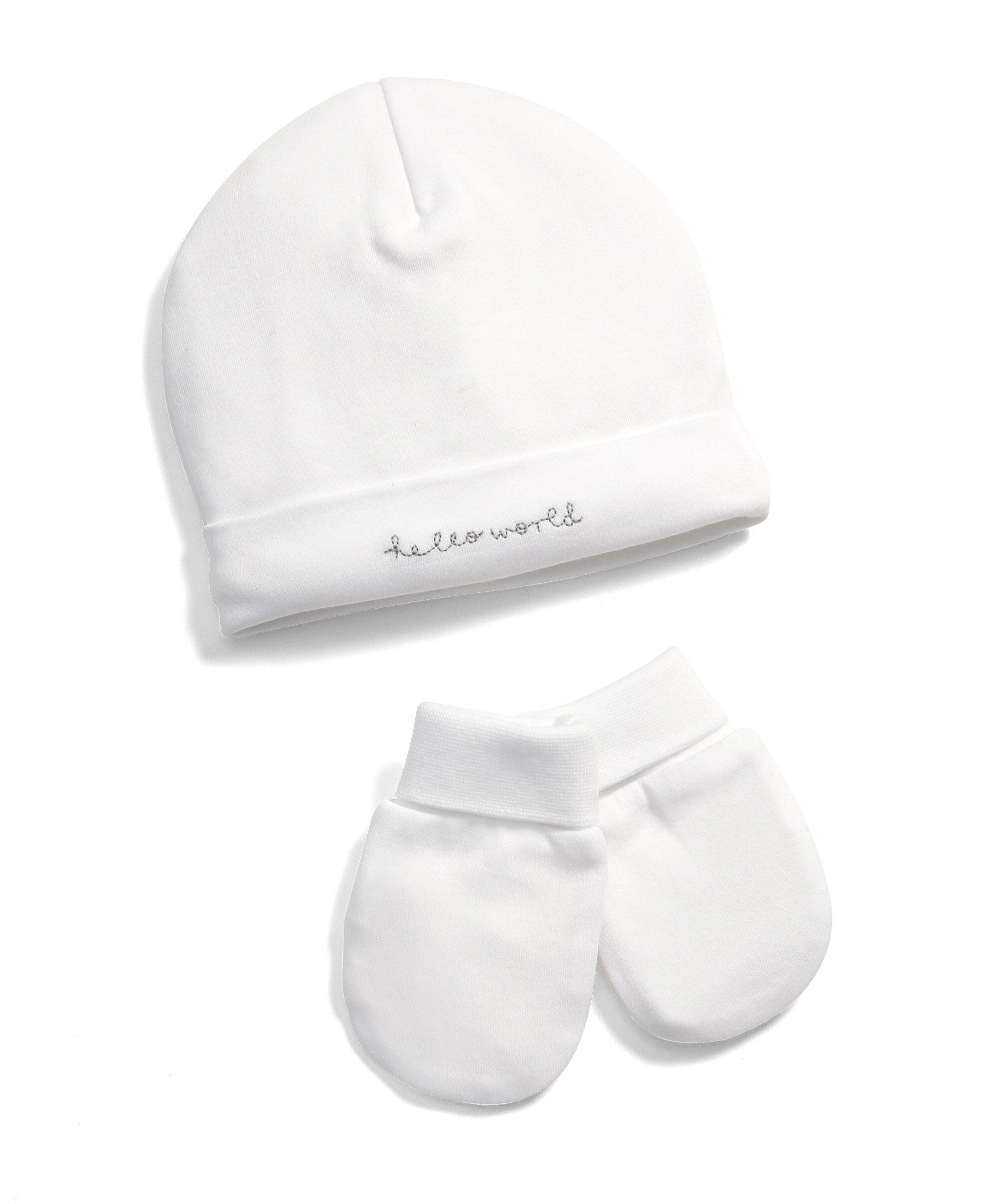 طقم قبعة وقفازات بتطريز Hello World